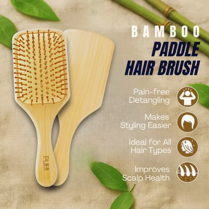 Bamboo Detangling Paddle Hairbrush - Image 2