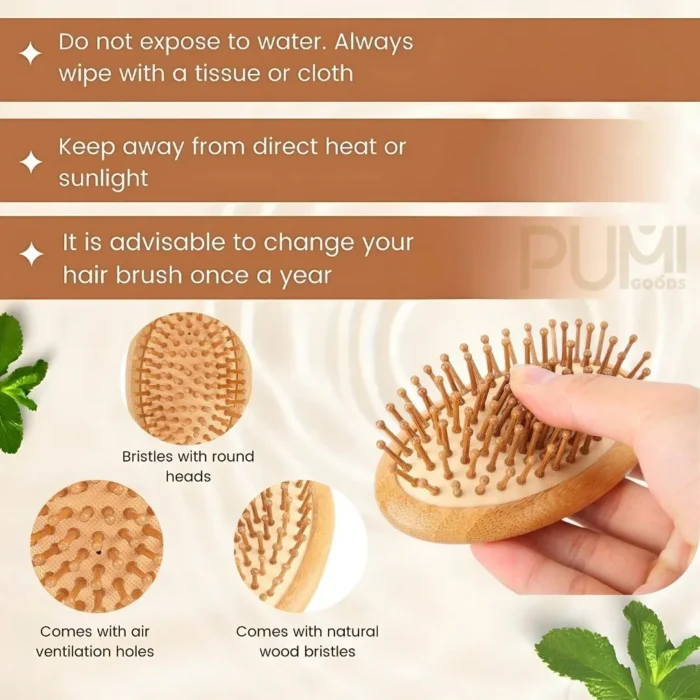 No handle Bamboo Hair Brush - Image 2