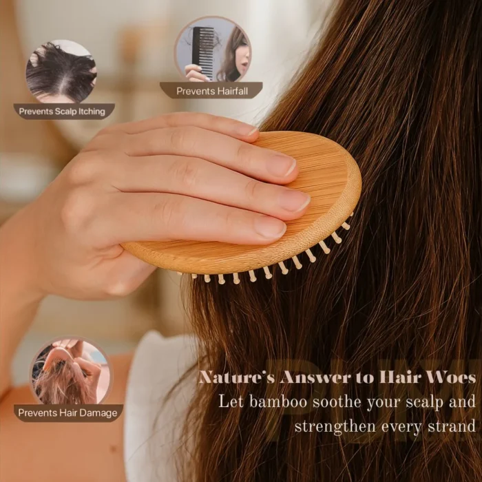 No handle Bamboo Hair Brush - Image 4