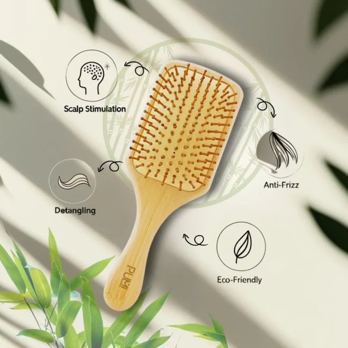 Bamboo Detangling Paddle Hairbrush - Image 3